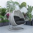 LeisureMod Mendoza Light Gray Wicker Patio Double Swing Chair in Dark Gray