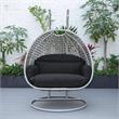 LeisureMod Mendoza Light Gray Wicker Patio Double Swing Chair in Dark Gray