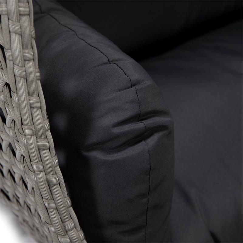 LeisureMod Mendoza Light Gray Wicker Patio Double Swing Chair in Dark Gray
