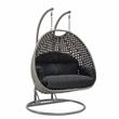 LeisureMod Mendoza Light Gray Wicker Patio Double Swing Chair in Dark Gray