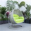 LeisureMod Mendoza Light Gray Wicker Patio Double Swing Chair in Light Green