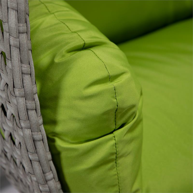 LeisureMod Mendoza Light Gray Wicker Patio Double Swing Chair in Light Green