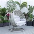 LeisureMod Mendoza Light Gray Wicker Patio Double Swing Chair in Light Gray