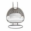 LeisureMod Mendoza Light Gray Wicker Patio Double Swing Chair in Light Gray