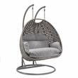 LeisureMod Mendoza Light Gray Wicker Patio Double Swing Chair in Light Gray