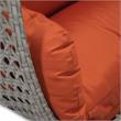 LeisureMod Mendoza Light Gray Wicker Patio Double Swing Chair in Orange