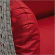 LeisureMod Mendoza Light Gray Wicker Patio Double Swing Chair in Red