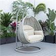 LeisureMod Mendoza Light Gray Wicker Patio Double Swing Chair in Taupe