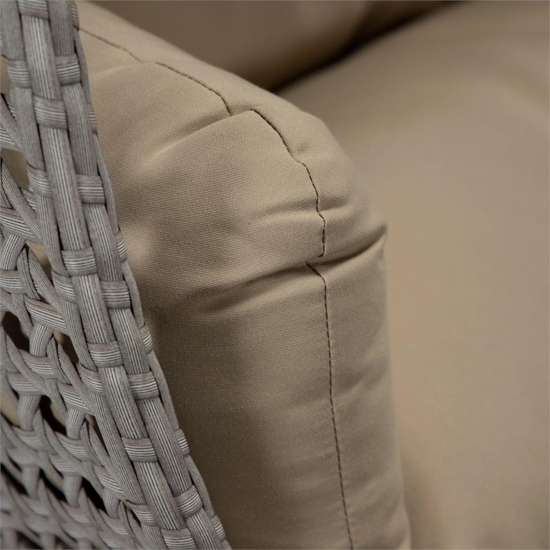 LeisureMod Mendoza Light Gray Wicker Patio Double Swing Chair in Taupe