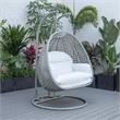 LeisureMod Mendoza Light Gray Wicker Patio Double Swing Chair in White