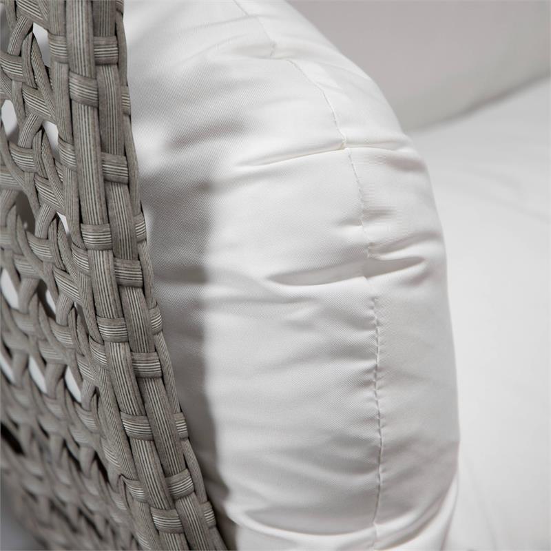 LeisureMod Mendoza Light Gray Wicker Patio Double Swing Chair in White