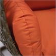 LeisureMod Beige Wicker Patio Egg Swing Chair with Stand in Orange