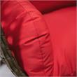 LeisureMod Beige Wicker Patio Egg Swing Chair with Stand in Red