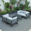 LeisureMod Chelsea 5-Pc Loveseats and Coffee Table Set with Light Grey Cushions