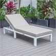 LeisureMod Chelsea Aluminum Outdoor Chaise Lounge Chair With Beige Cushion