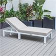 LeisureMod Chelsea Aluminum Outdoor Chaise Lounge Chair With Beige Cushion