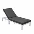 LeisureMod Chelsea Aluminum Outdoor Chaise Lounge Chair With Balck Cushion
