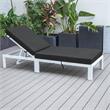LeisureMod Chelsea Aluminum Outdoor Chaise Lounge Chair With Balck Cushion