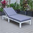 LeisureMod Chelsea Aluminum Outdoor Chaise Lounge Chair With Blue Cushion
