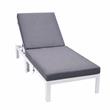 LeisureMod Chelsea Aluminum Outdoor Chaise Lounge Chair With Blue Cushion