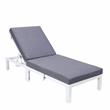 LeisureMod Chelsea Aluminum Outdoor Chaise Lounge Chair With Blue Cushion