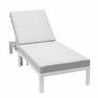 LeisureMod Chelsea Aluminum Outdoor Chaise Lounge Chair With Light Grey Cushion