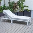 LeisureMod Chelsea Aluminum Outdoor Chaise Lounge Chair With Light Grey Cushion