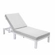 LeisureMod Chelsea Aluminum Outdoor Chaise Lounge Chair With Light Grey Cushion