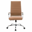 LeisureMod Benmar High-Back Mid-Century Modern Leather Office Chair in Brown