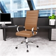LeisureMod Benmar High-Back Mid-Century Modern Leather Office Chair in Brown