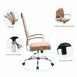 LeisureMod Benmar High-Back Mid-Century Modern Leather Office Chair in Brown