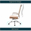 LeisureMod Benmar High-Back Mid-Century Modern Leather Office Chair in Brown