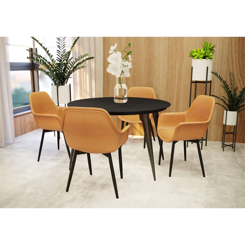 LeisureMod Ravenna Round Ebony Wood 47