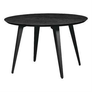 LeisureMod Ravenna Round Ebony Wood 47&quot Dining Table W/ Metal Legs