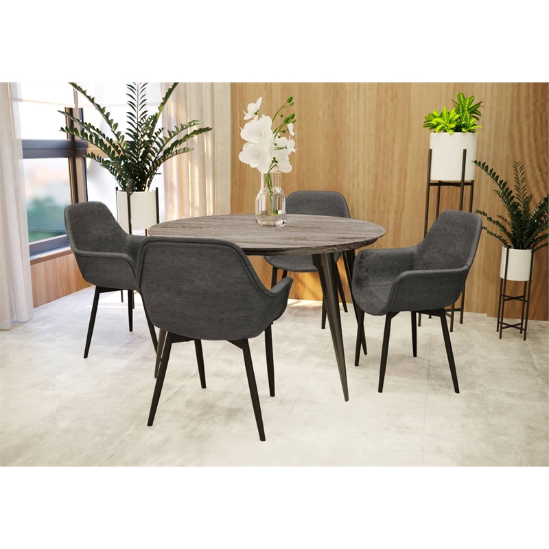 LeisureMod Ravenna Round Weathered Oak Wood 47