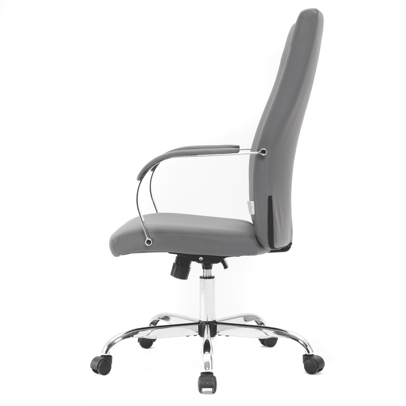 LeisureMod Sonora Modern High-Back Leather Conference Office Chair in Gray