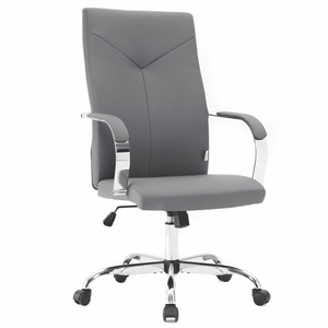 LeisureMod Sonora Modern High-Back Leather Conference Office Chair in Gray