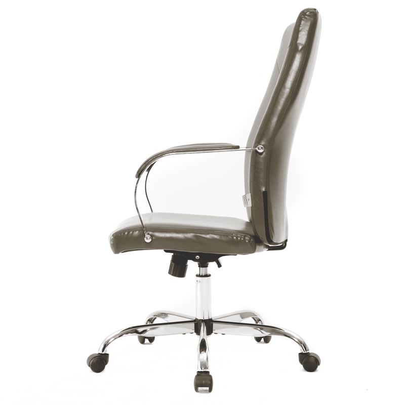 LeisureMod Sonora Modern High-Back Leather Conference Office Chair Olive Green