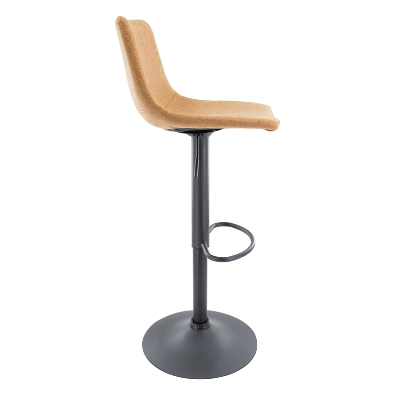 LeisureMod Tilbury Modern Adjustable Height & swivel Bar Stool in Light Brown