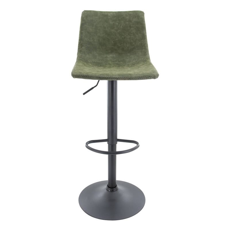 LeisureMod Tilbury Modern Adjustable Height & swivel Bar Stool in Olive Green