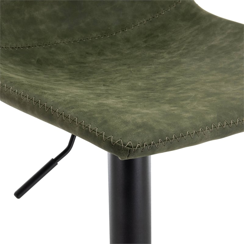 LeisureMod Tilbury Modern Adjustable Height & swivel Bar Stool in Olive Green