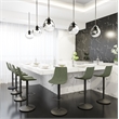 LeisureMod Tilbury Modern Adjustable Height & swivel Bar Stool in Olive Green