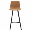 LeisureMod Elland Modern Upholstered Leather Bar Stool in Light Brown