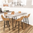 LeisureMod Elland Modern Upholstered Leather Bar Stool in Light Brown