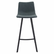 LeisureMod Elland Modern Upholstered Leather Bar Stool in Peacock Blue