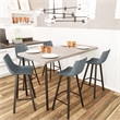 LeisureMod Elland Modern Upholstered Leather Bar Stool in Peacock Blue