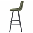 LeisureMod Elland Modern Upholstered Leather Bar Stool in Olive Green