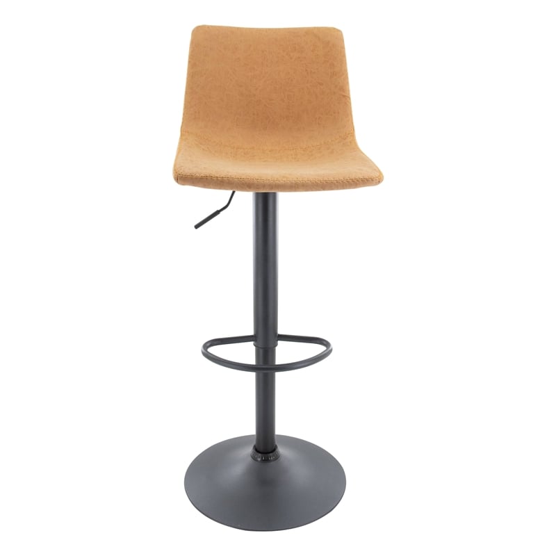 LeisureMod Tilbury Modern Adjustable Bar Stool Set of 2 in Light Brown