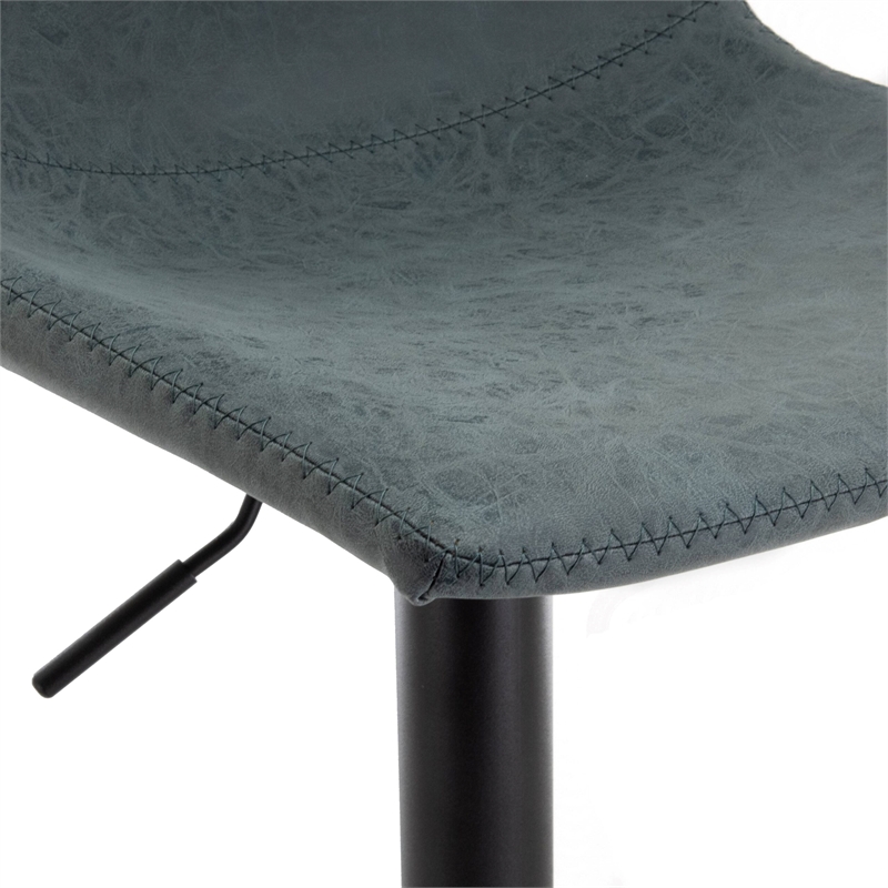 LeisureMod Tilbury Modern Adjustable Bar Stool Set of 2 in Peacock Blue