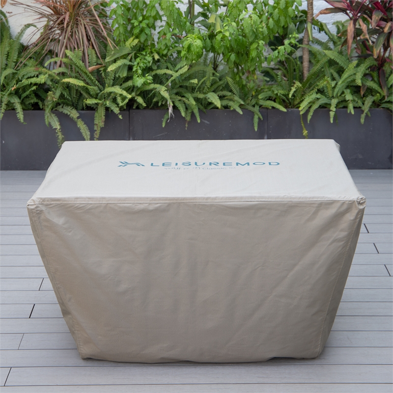 LeisureMod Chelsea Waterproof Fabric Rectangle Fire Pit Table Cover Brown